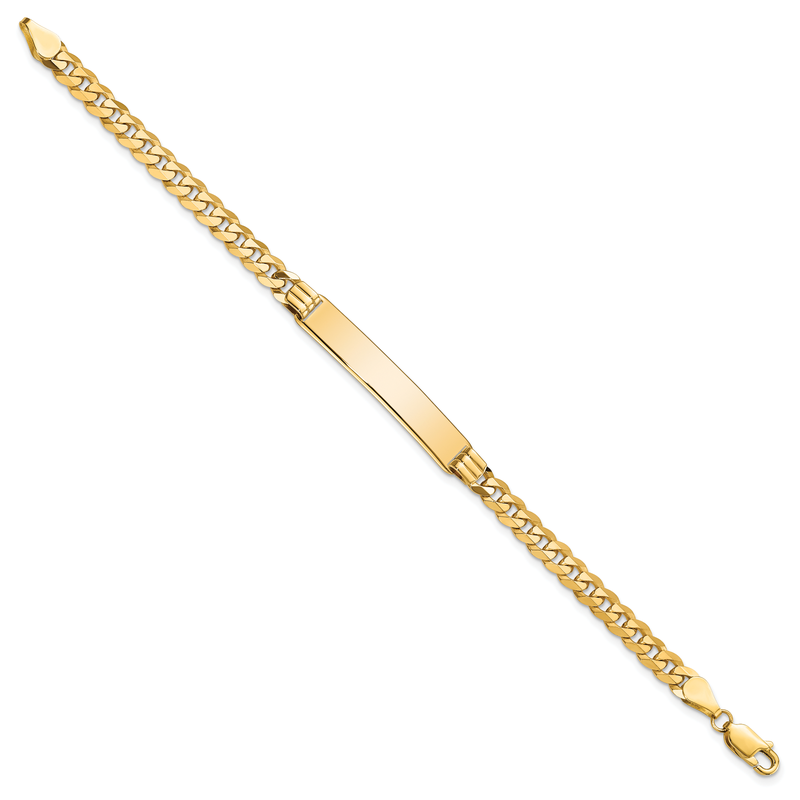 14k Polished Solid Chain/Solid Plate Curb Link 34x7mm Plate 7 inch ID Bracelet