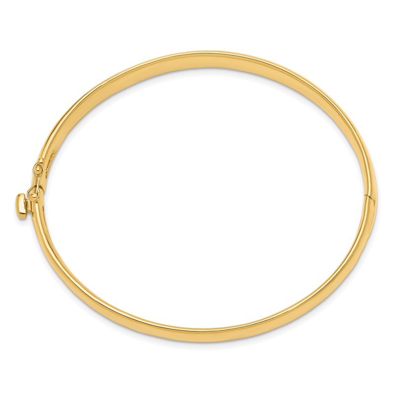 14k 6.4mm Polished Solid Hinged Oval Bangle Bracelet