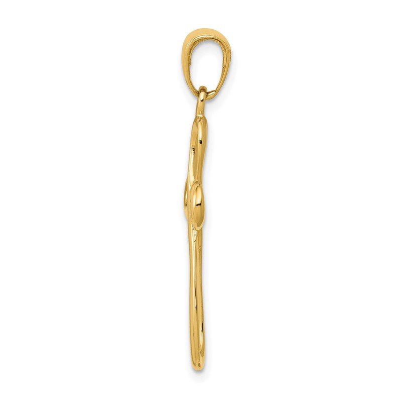 14k Polished Ribbon Cross Pendant