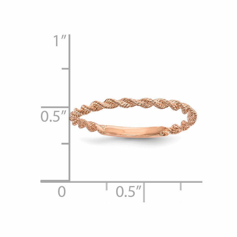 14k Rose Gold Polished Twisted Rope Ring