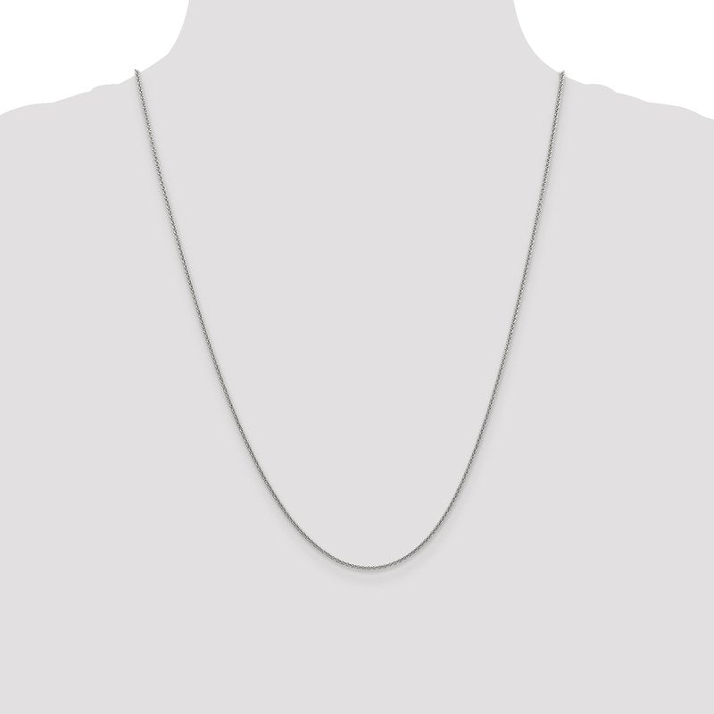14K White Gold 10 inch 1.4mm Round Open Link Cable with Lobster Clasp Anklet