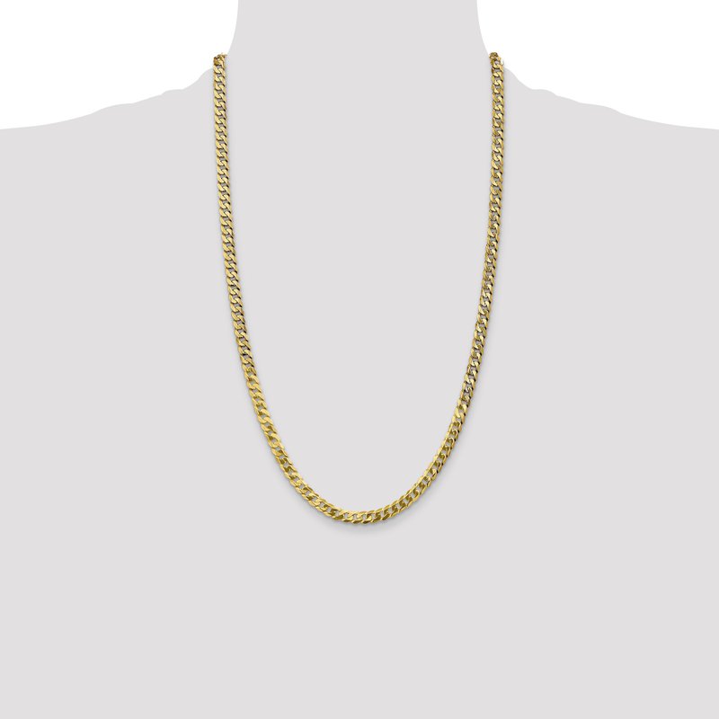 14K 26 inch 4.75mm Flat Beveled Curb with Lobster Clasp Chain
