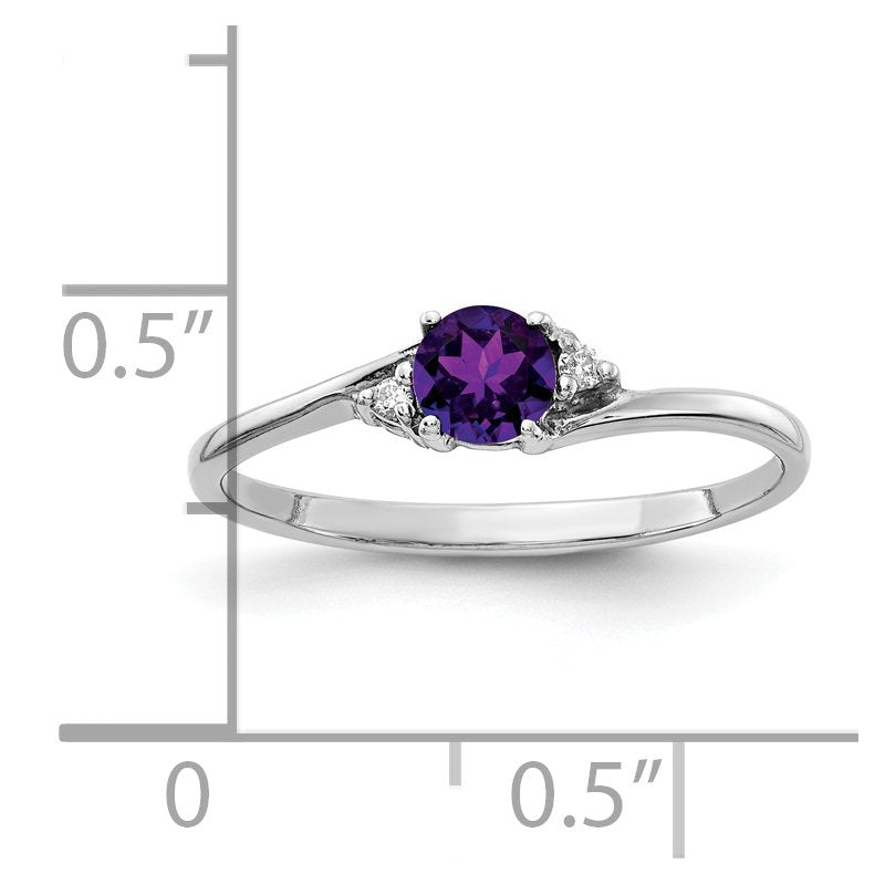 14k White Gold 4mm Amethyst A Diamond ring