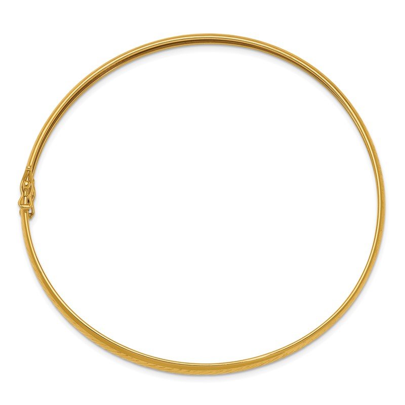 14K Polished Diamond-cut 4.25mm Flexible Round Bangle Bracelet