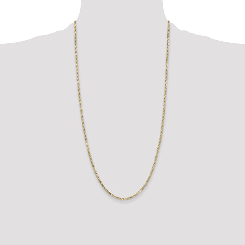 14K 26 inch 2.25mm Flat Figaro with Lobster Clasp Chain