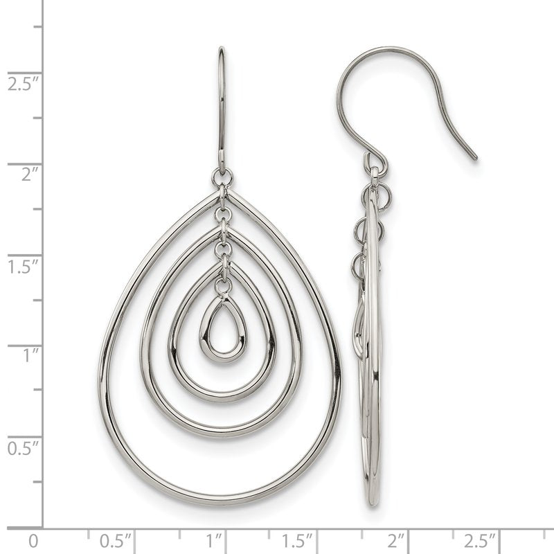 Stainless Steel Polished Dangle Shepherd Hook Earrings