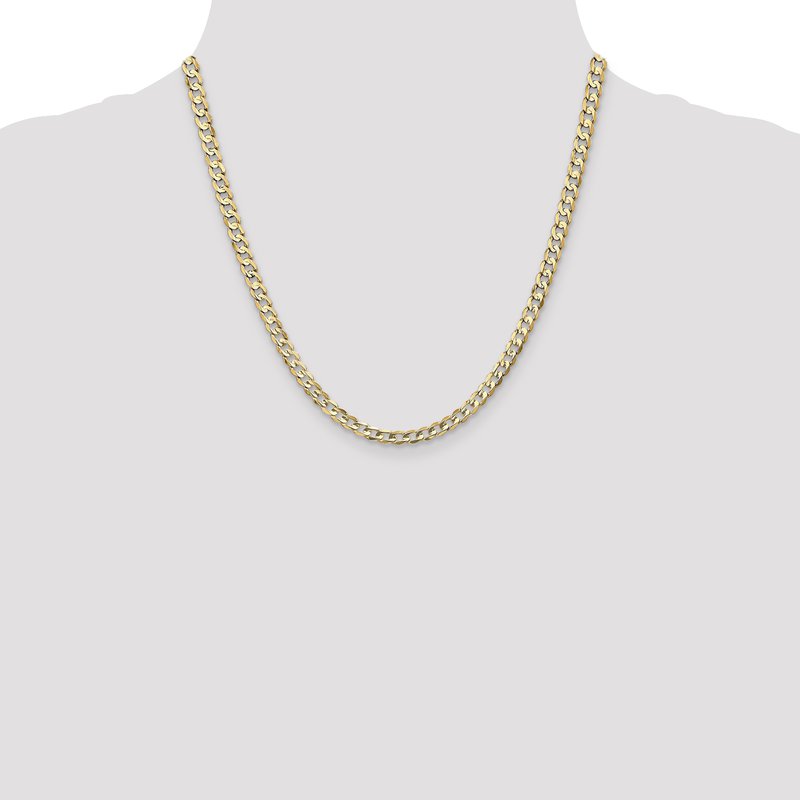 14K 26 inch 4.5mm Open Concave Curb with Lobster Clasp Chain
