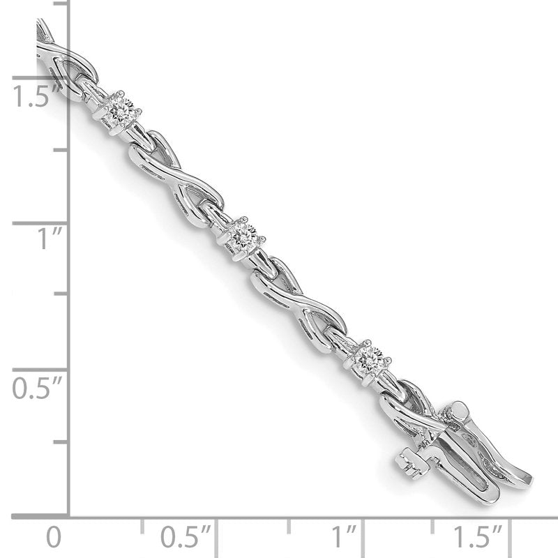 14k White Gold Complete 1/2 carat Round A Diamond 4-prong X-design 7 inch Tennis Bracelet