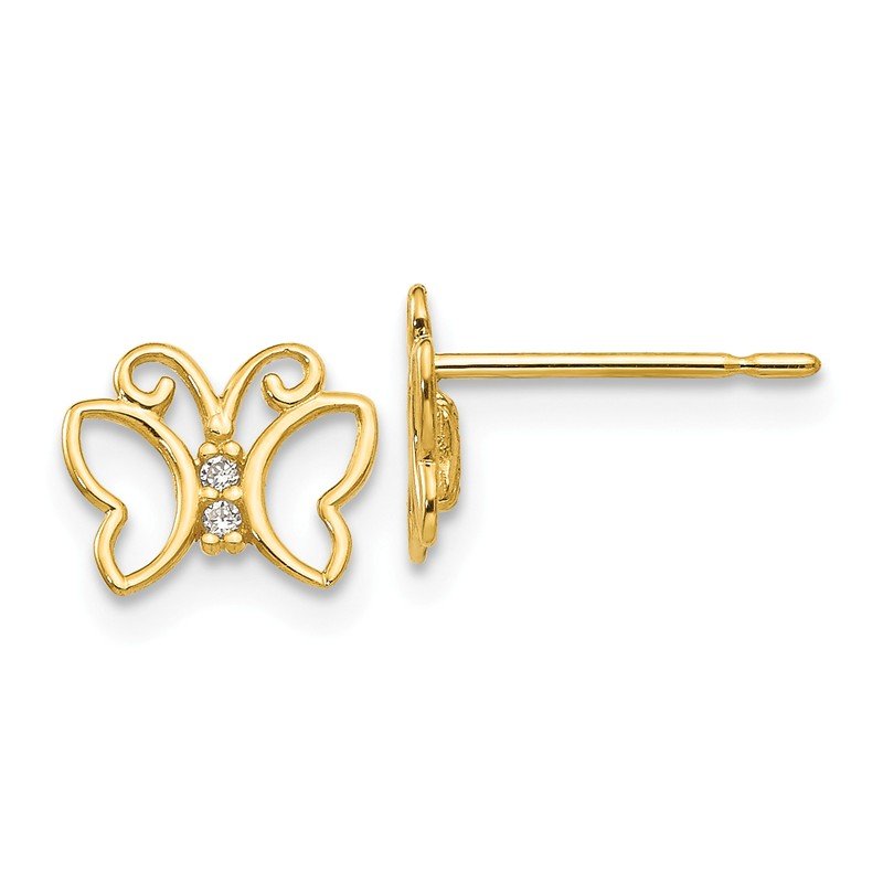 14k Madi K CZ Children's Butterfly Post Earrings