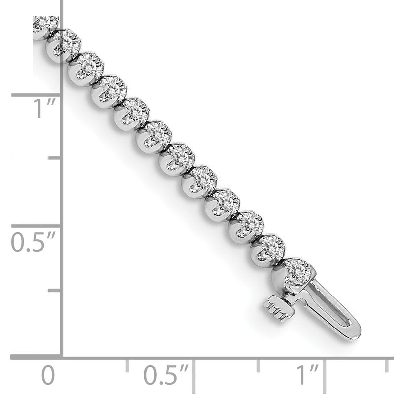 14k White Gold Complete 1 carat Round AAA Diamond 4-prong 7 inch Tennis Bracelet