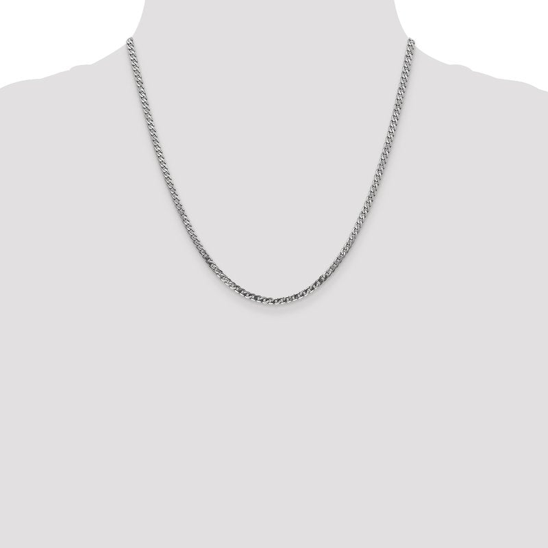 14K White Gold 2.9mm Flat Beveled Curb Chain