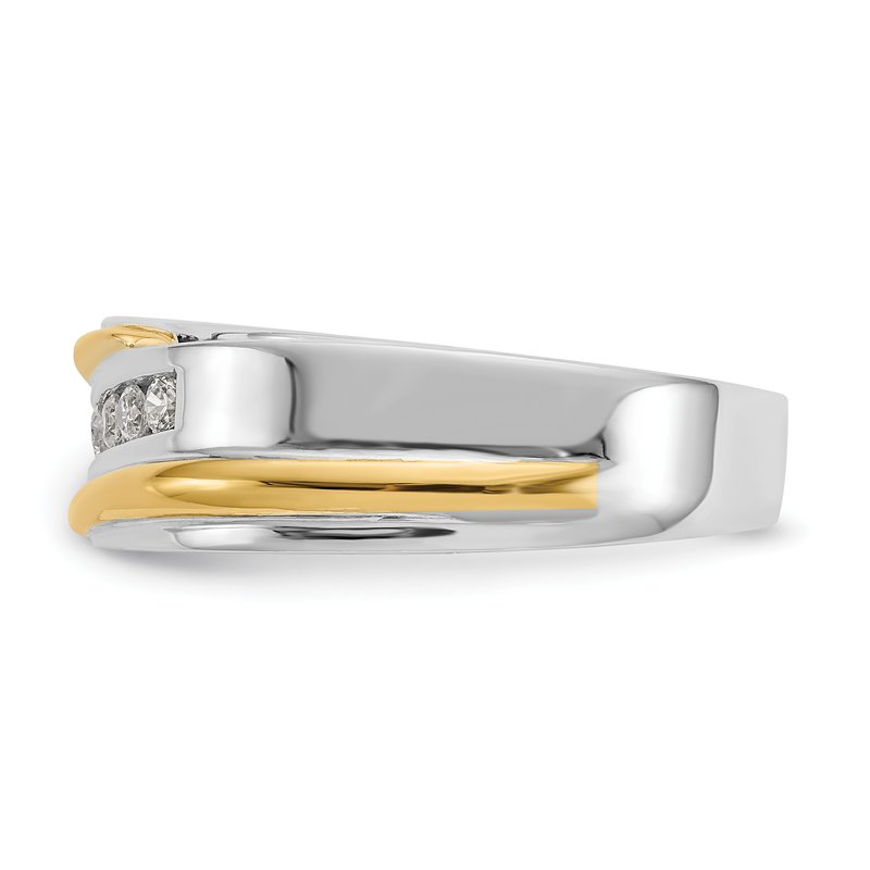 14K Two-tone Men's 1/3 carat Lab Grown Diamond VS/SI  D E F  Brushed and Polished Band