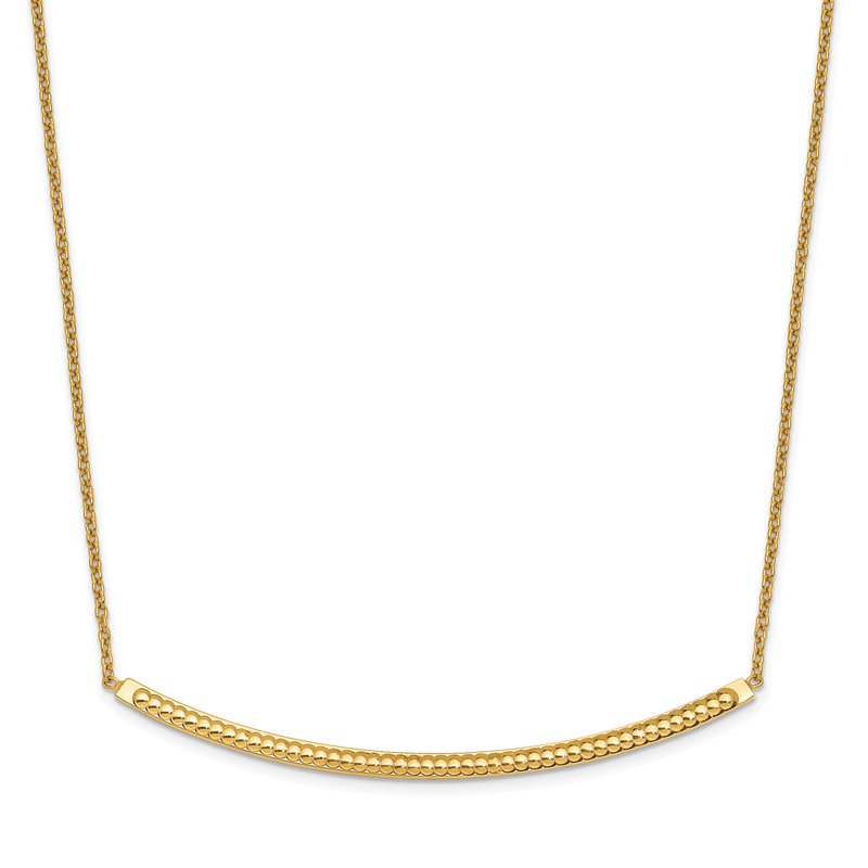 14K Polished D/C with 2in ext. Bar Necklace