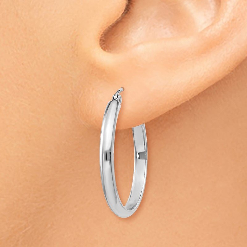 14k White Gold 2.75x25mm Polished Tube Hoop Earrings