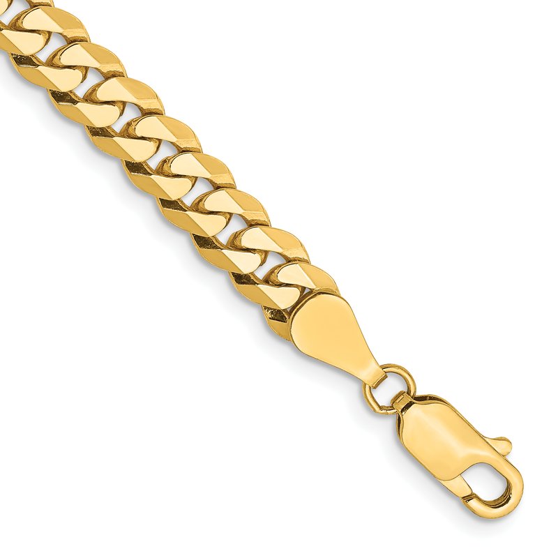 14K 26 inch 5.75mm Flat Beveled Curb with Lobster Clasp Chain