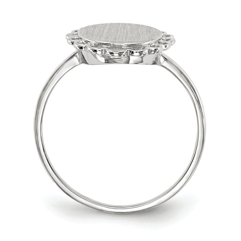 14k White Gold 9.0x11.5mm Open Back Signet Ring