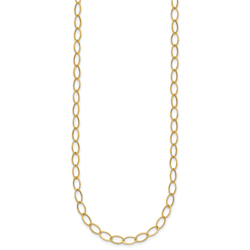 14k Polished 4mm Fancy Oval Link 18 inch Necklace