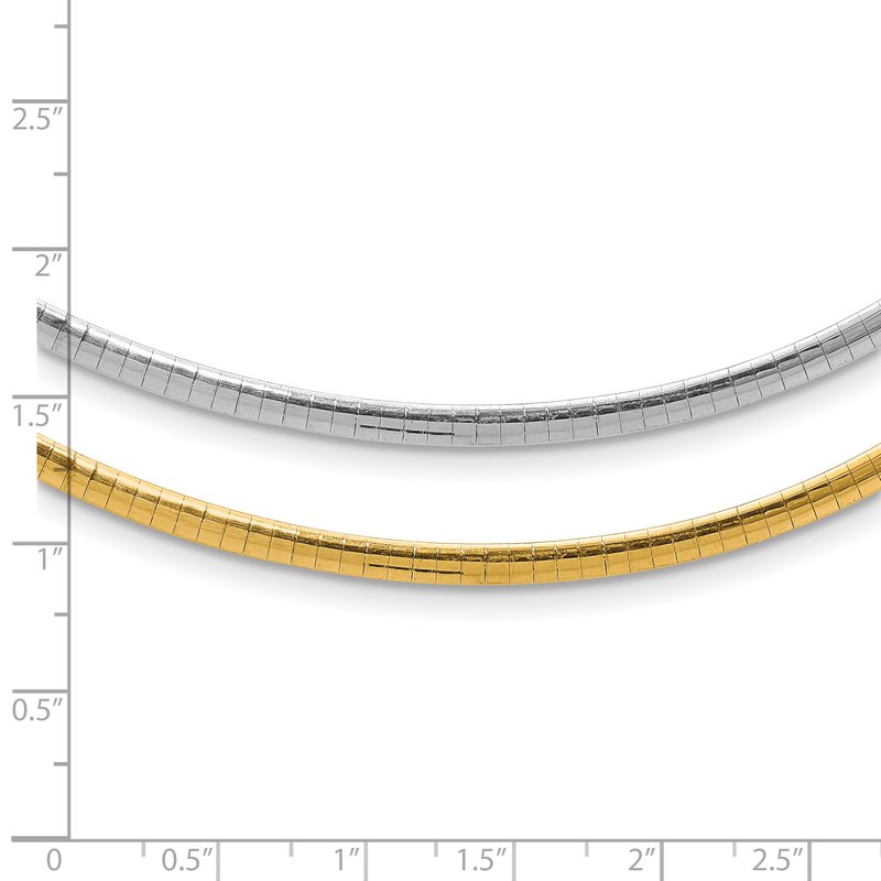 14k Two-tone 3mm Reversible White and Yellow 16 inch Domed Omega Necklace