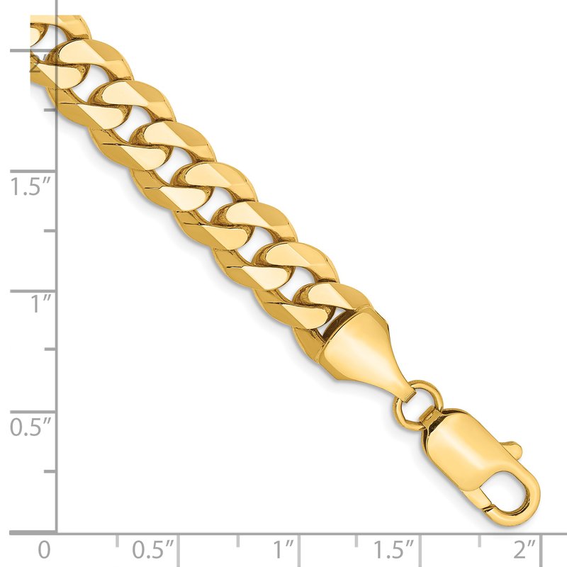 14K 26 inch 8.5mm Flat Beveled Curb with Lobster Clasp Chain
