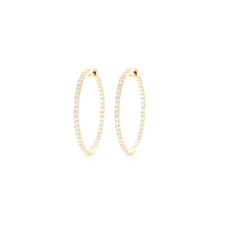 1.5" Inside Out Hoop Earrings 14K