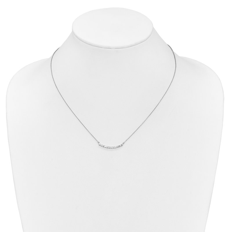 14k White Gold 1/4 carat Diamond Curved Bar 18 inch Necklace
