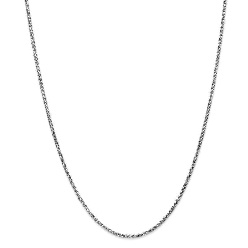 14K White Gold 16 inch 2.1mm Diamond-cut Spiga with Lobster Clasp Chain
