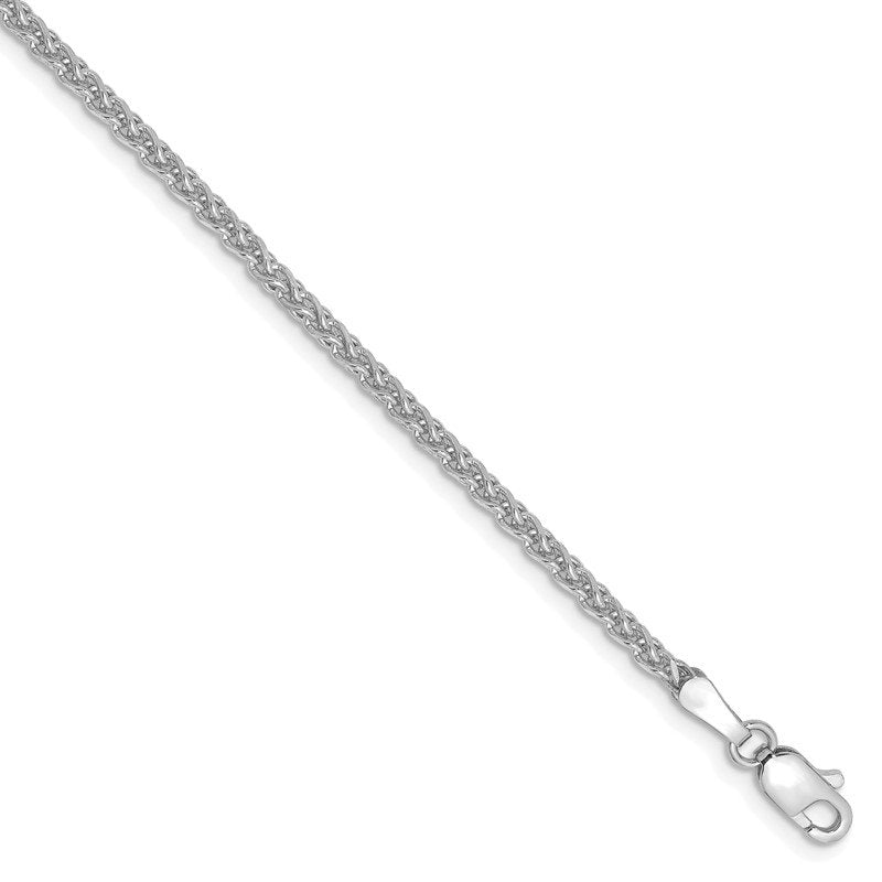 14K White Gold 16 inch 2.1mm Diamond-cut Spiga with Lobster Clasp Chain