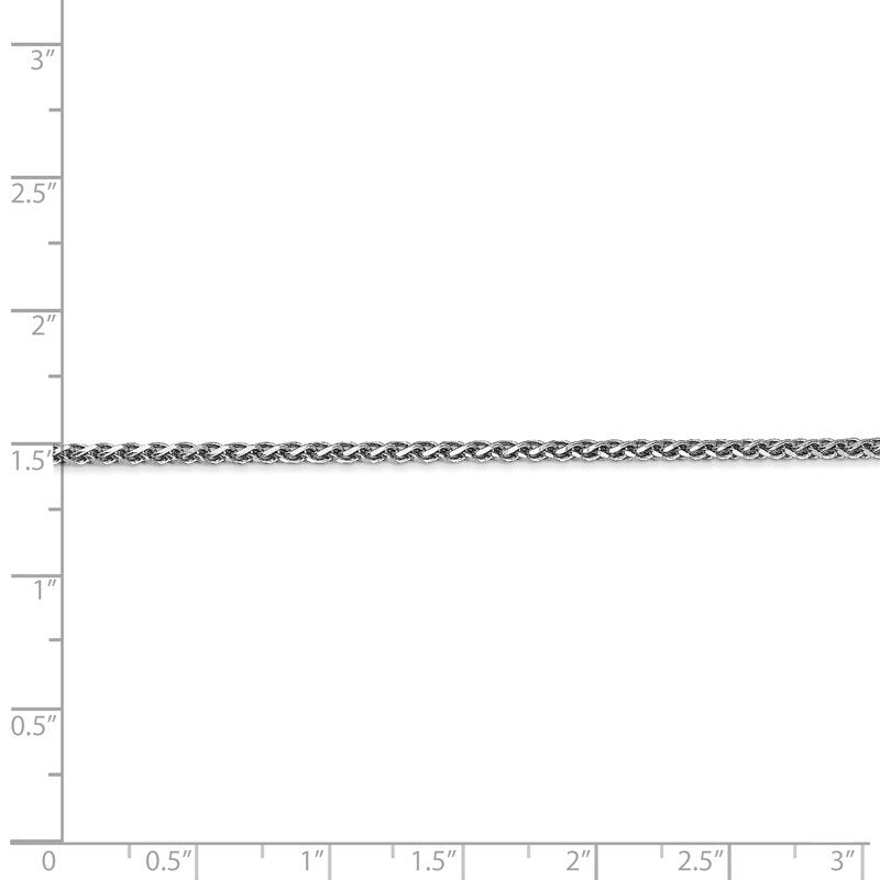 14K White Gold 16 inch 2.1mm Diamond-cut Spiga with Lobster Clasp Chain