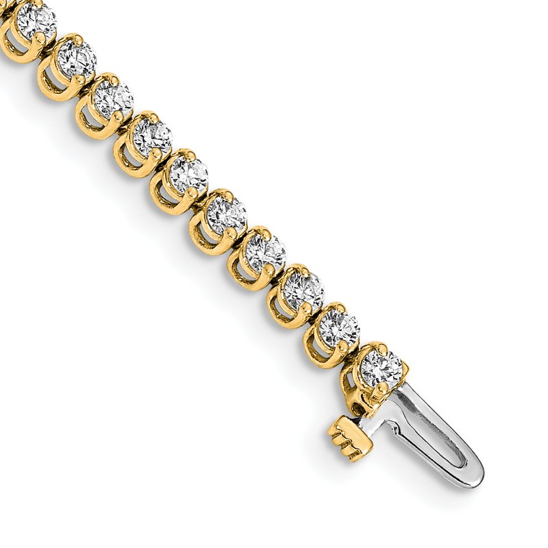 14k Complete 2.9 carat Round VS Diamond 2-prong 7 inch Tennis Bracelet