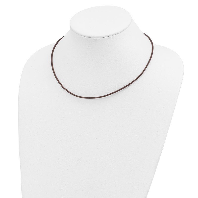 14k Yellow Clasp 2mm 16 inch Brown Leather Cord Necklace