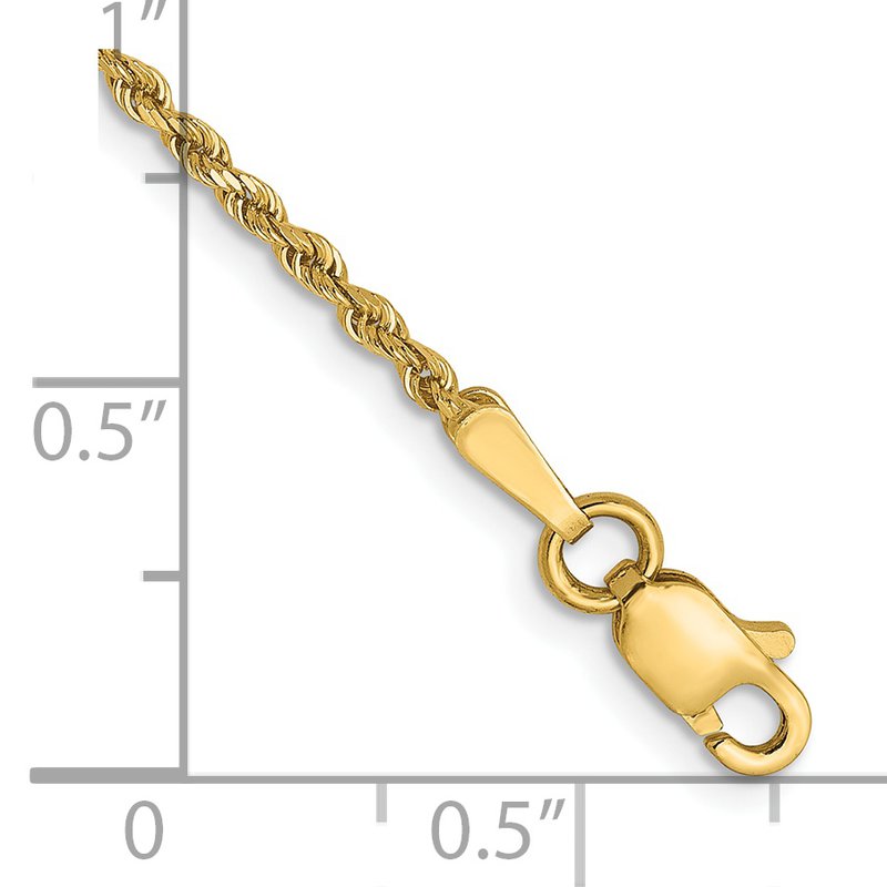 14K 1.5mm Diamond-Cut Rope Chain Anklet