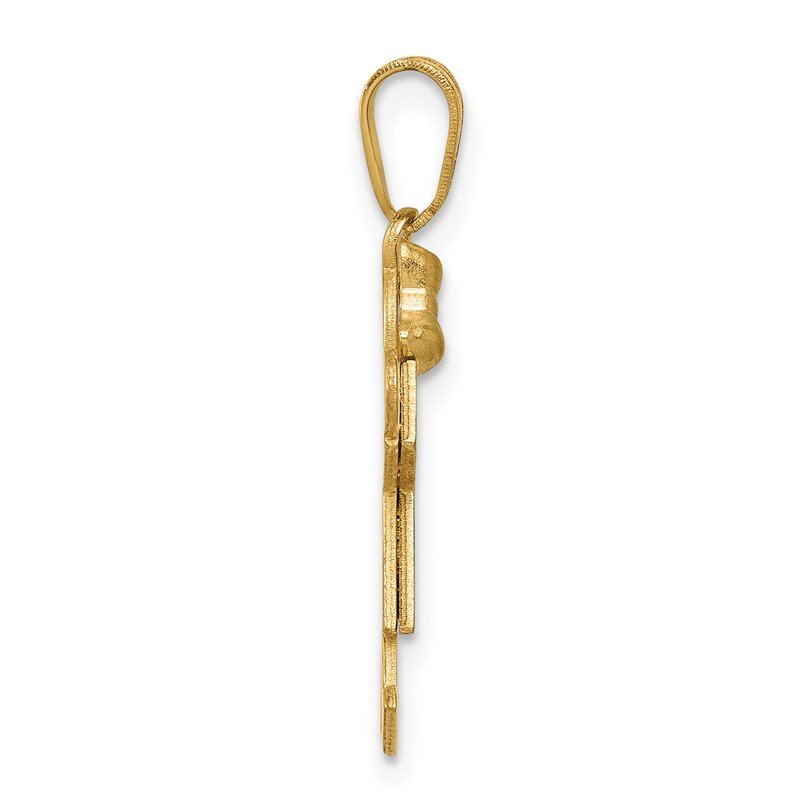 14k The Kids Solid Engravable Small Girl with Bow on Left Joy Charm