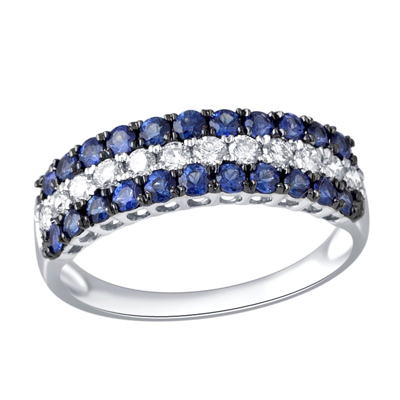 14K 0.34 Ct Diamond &amp; Sapphire Band