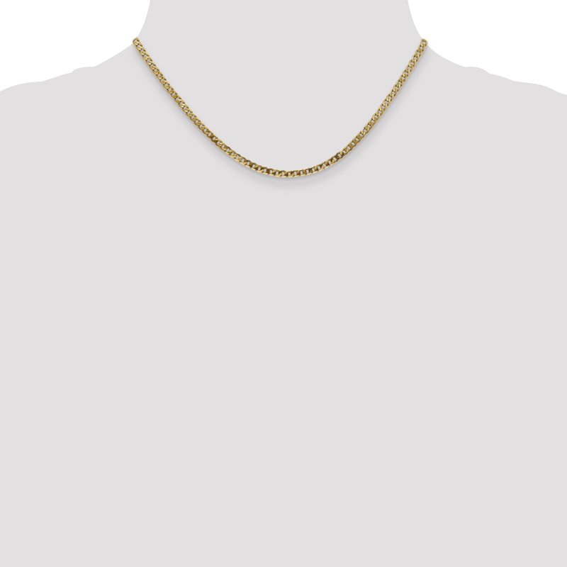 14K 26 inch 2.9mm Flat Beveled Curb with Lobster Clasp Chain