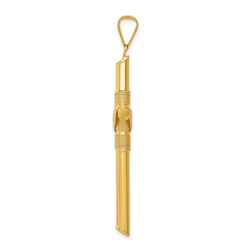 14K Polished with Center Wrap Tube Cross Pendant