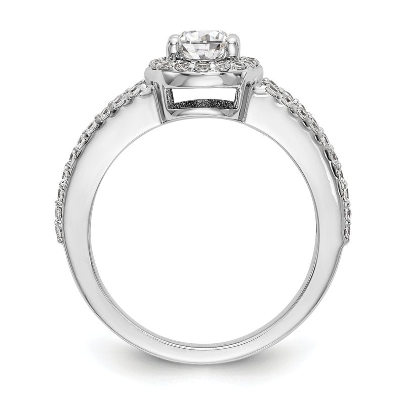 14K White Gold 1/2 carat Lab Grown Diamond VS/SI  D E F  Semi Mount Oval Halo Engagement Ring