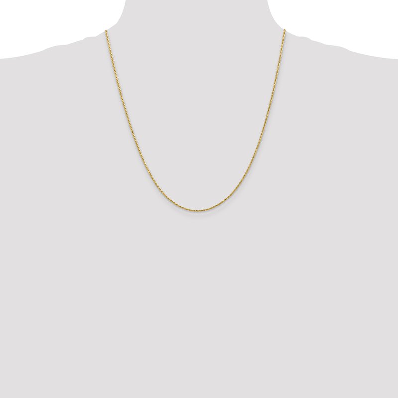 14K 14 inch 1.3mm Diamond-cut Solid Machine Made Rope with Lobster Clasp Chain
