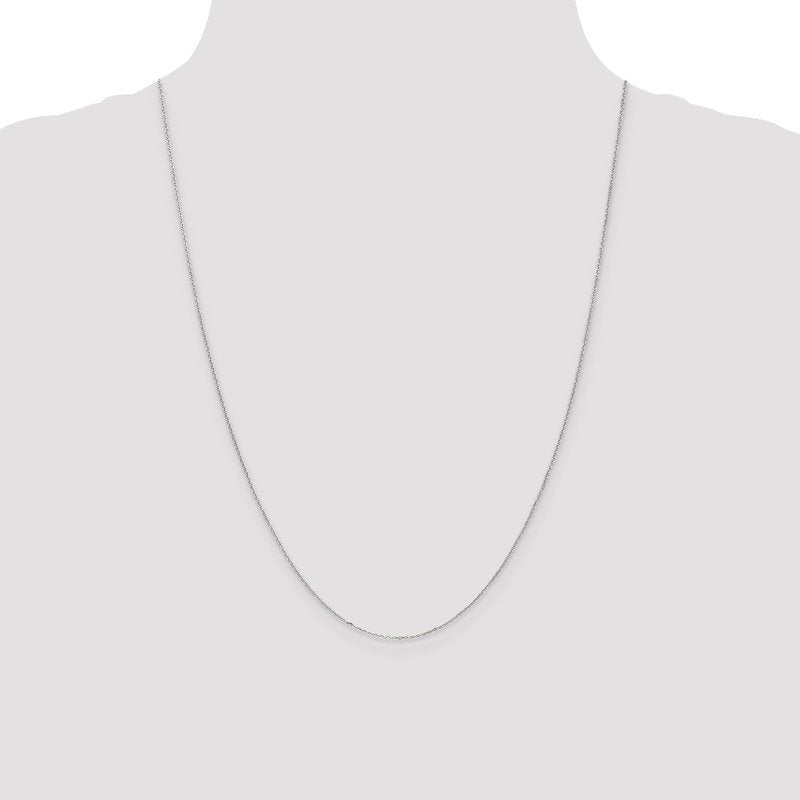 14K White Gold 14 inch .8mm Diamond-cut Cable with Spring Ring Clasp Chain