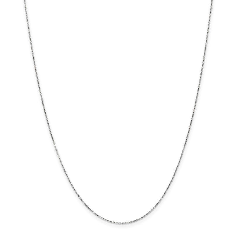 14K White Gold 14 inch .8mm Diamond-cut Cable with Spring Ring Clasp Chain