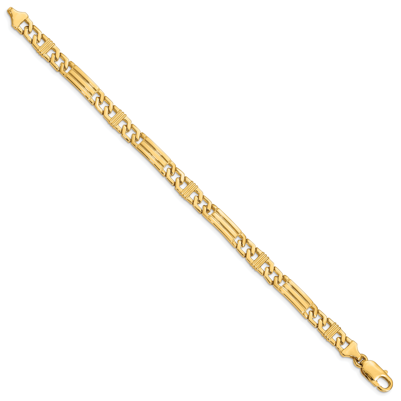 14K 18 inch 7mm Hand Polished Fancy Link with Lobster Clasp Chain