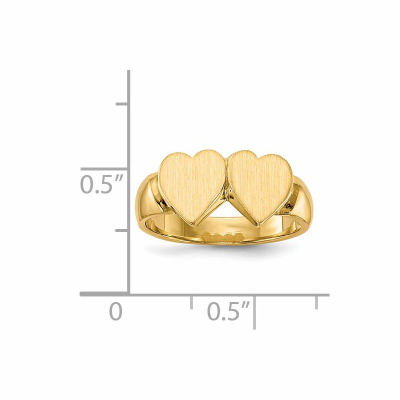 14k 8.0x8.0mm Closed Back Double Heart Signet Ring