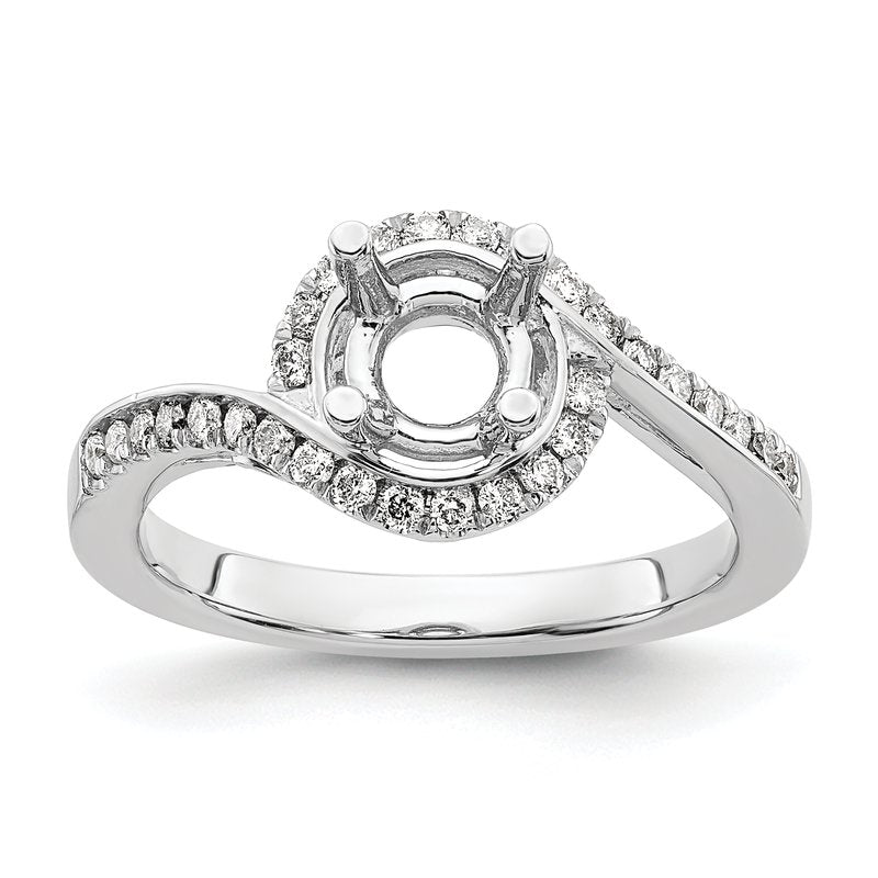 14K White Gold 1/4 carat Lab Grown Diamond VS/SI  D E F  Semi Mount Round By-Pass Engagement Ring