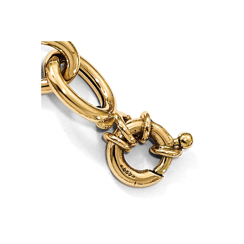 14K Polished Cable Oval Link Bracelet
