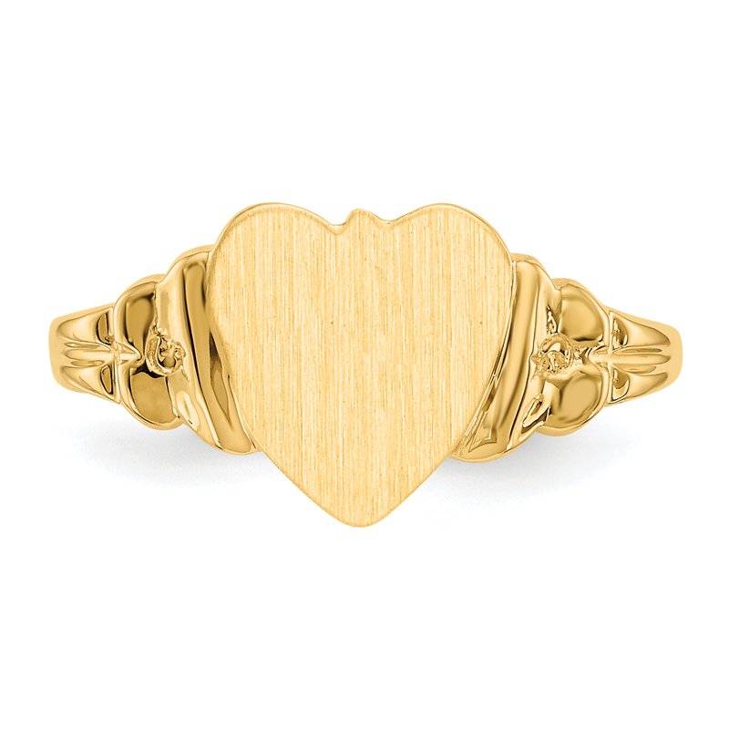 14k 8.0x8.5mm Closed Back Childs Heart Signet Ring