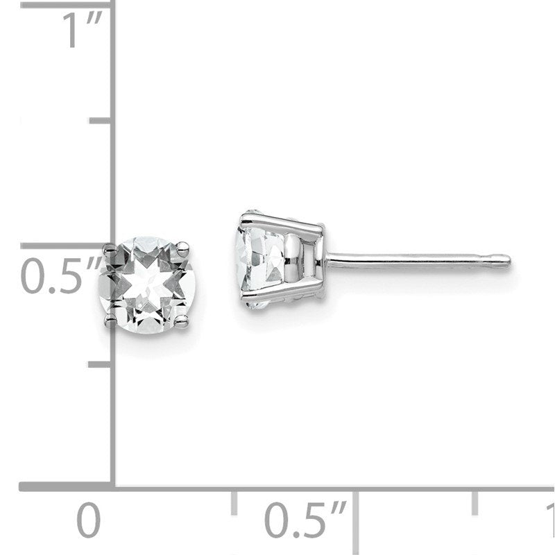 14k White Gold 5mm Round Cubic Zirconia Post Earrings