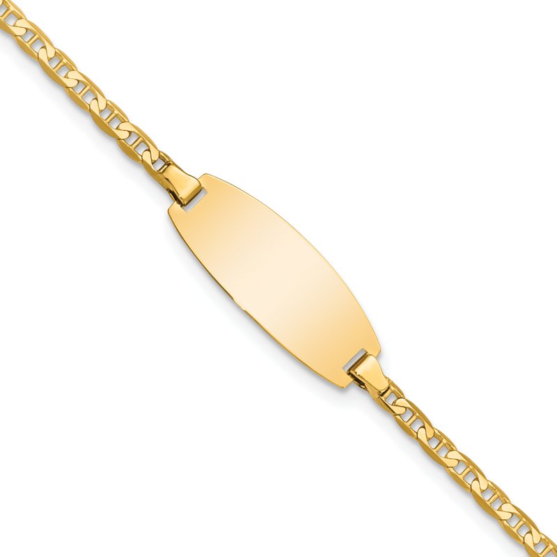 14k Polished Solid Chain/Solid Plate Anchor Link Oval 18.5x8mm Plate 5.5 inch Baby/Child ID Bracelet