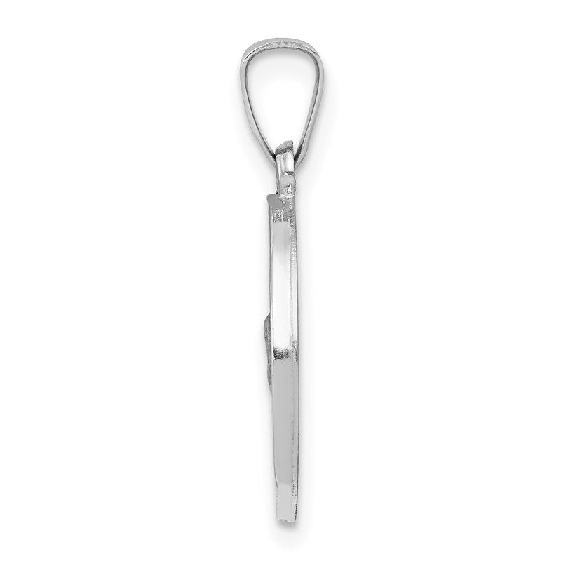 14k White Gold Polished and Satin Hollow St Christopher Medal Pendant
