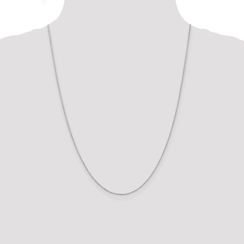 14K White Gold 14 inch .8mm Diamond-cut Cable with Lobster Clasp Chain