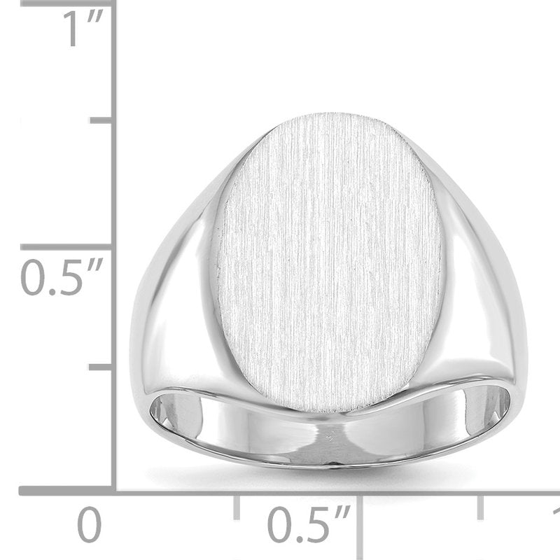 14k White Gold 14.0x17.5mm Closed Back Mens Signet Ring