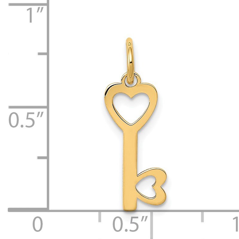 14K Polished Hearts Key Charm